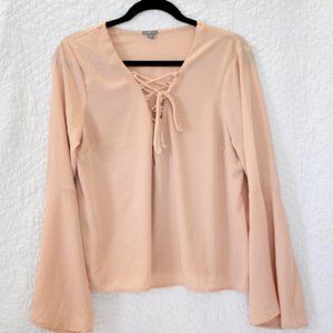 Dusty Pink Bell Sleeve Blouse